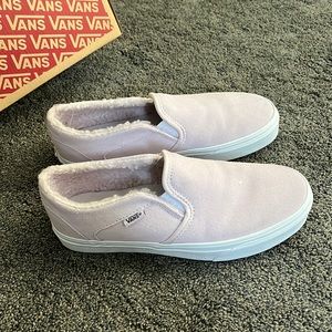 Faux fur** slip on vans, color: Asher